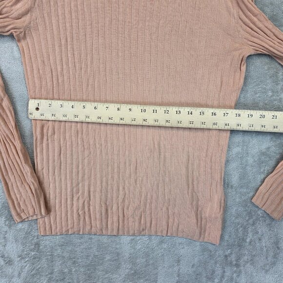 COS Sweater Womens Medium Beige Ribbed Turtleneck Lyocell Wool Long Sleeve Top - Picture 6 of 11